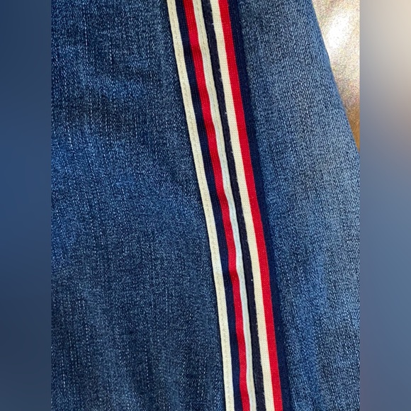 Vigoss Y2K Jeans Jagger Skinny Frayed Step Hem Racing Stripe Fading Sz W26 L2 - Picture 14 of 16